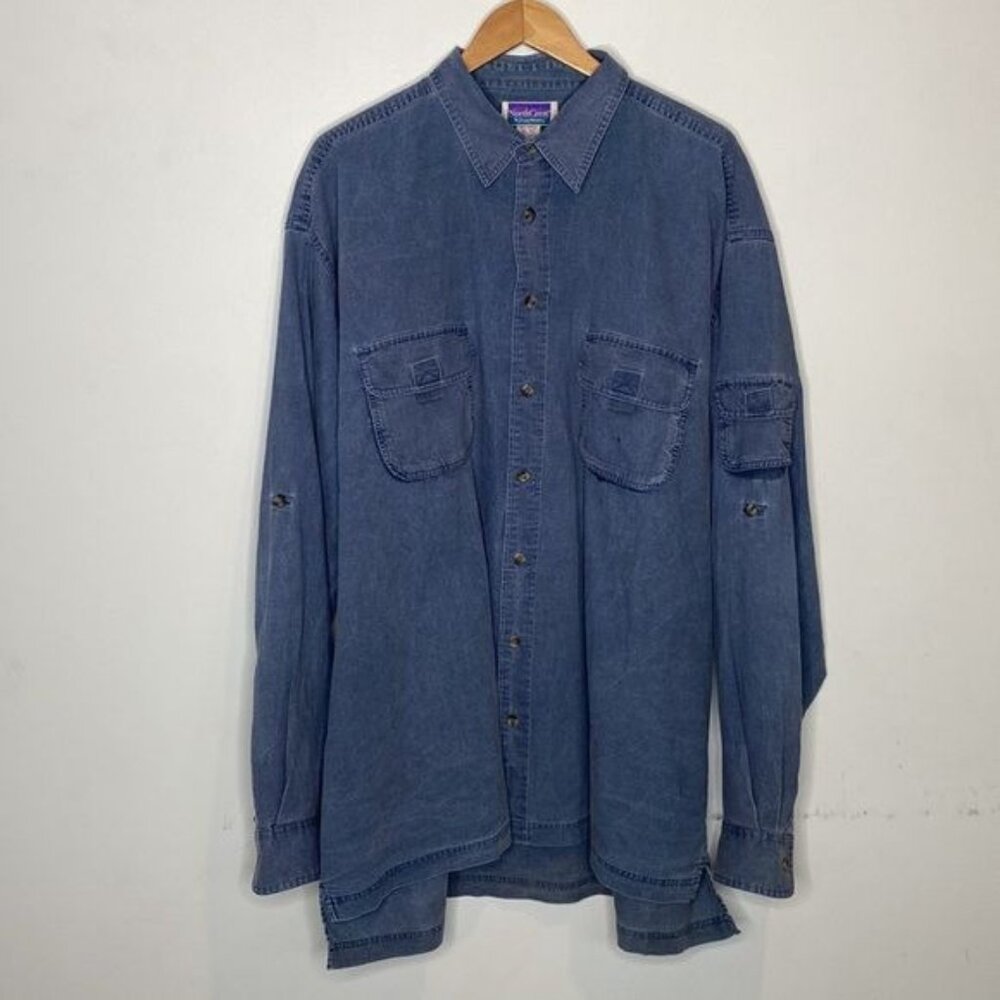Vintage Northcrest Blue Button Down Shirt: Size XLT